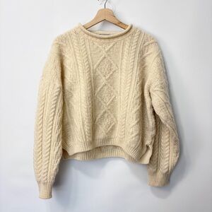 Kerry Traditions vintage cable knit fisherman sweater Rolled Neck‎ Cream Size S
